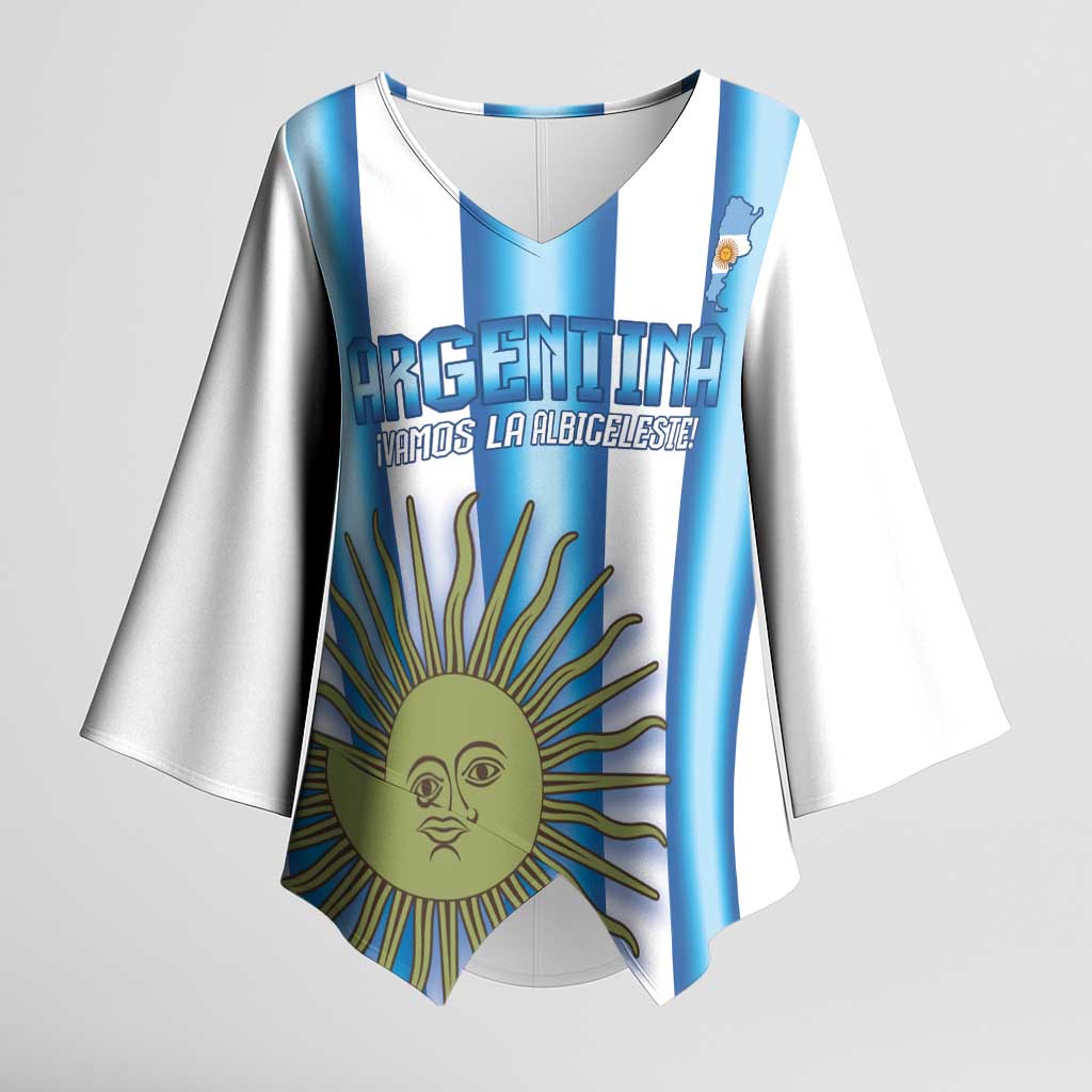 Argentina Football Custom Kimono Sleeve Blouse Vamos La Albiceleste 2026 Version - Wonder Print Shop