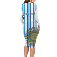 Argentina Football Custom Long Sleeve Bodycon Dress Vamos La Albiceleste 2026 Version - Wonder Print Shop