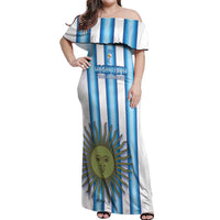 Argentina Football Custom Off Shoulder Maxi Dress Vamos La Albiceleste 2026 Version - Wonder Print Shop