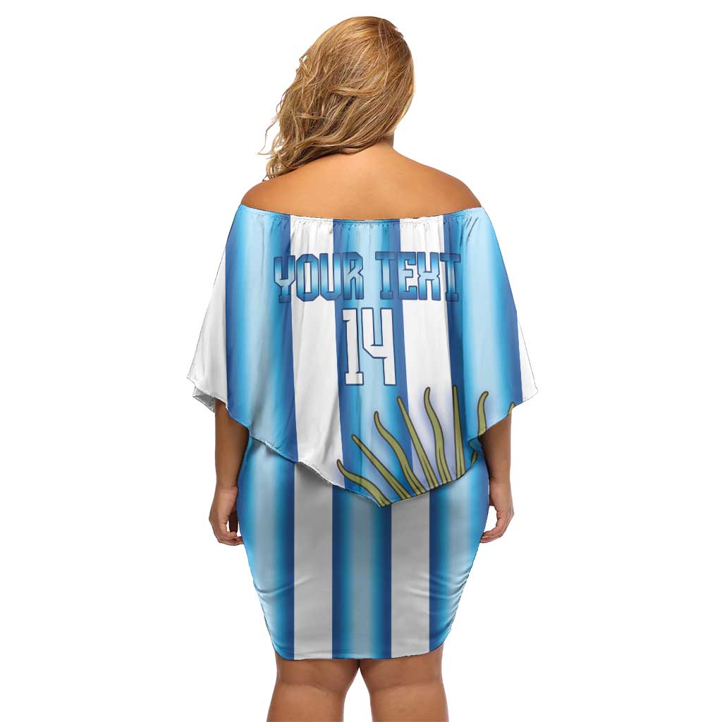 Argentina Football Custom Off Shoulder Short Dress Vamos La Albiceleste 2026 Version - Wonder Print Shop