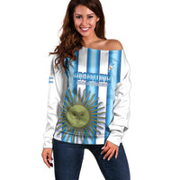 Argentina Football Custom Off Shoulder Sweater Vamos La Albiceleste 2026 Version - Wonder Print Shop