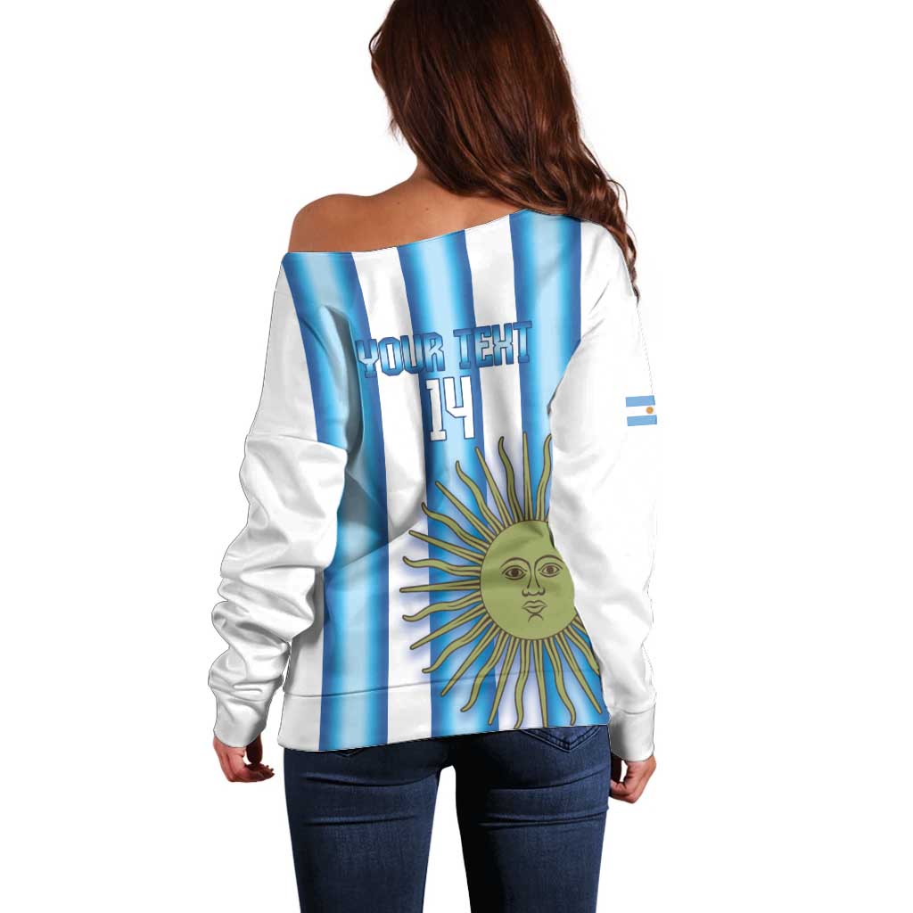Argentina Football Custom Off Shoulder Sweater Vamos La Albiceleste 2026 Version - Wonder Print Shop