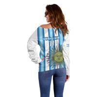 Argentina Football Custom Off Shoulder Sweater Vamos La Albiceleste 2026 Version - Wonder Print Shop