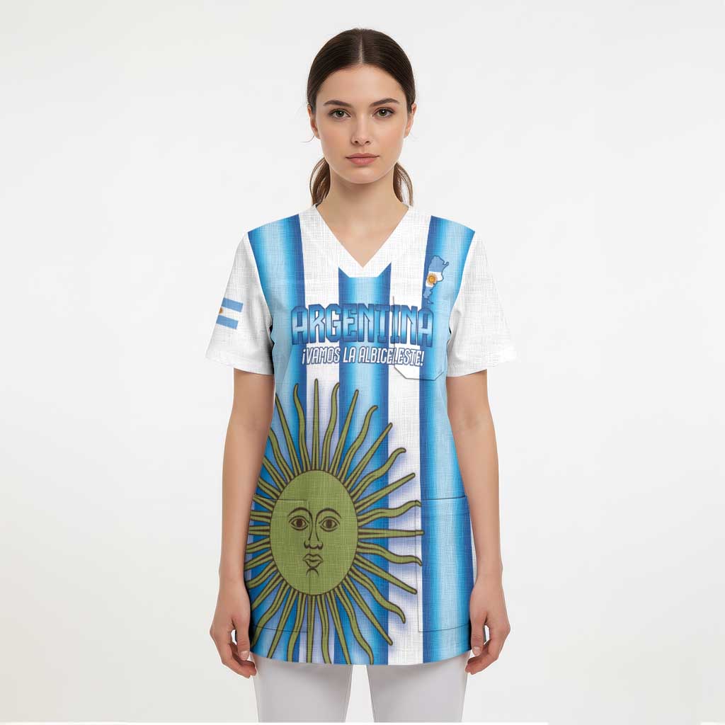 Argentina Football Custom Scrub Top Vamos La Albiceleste 2026 Version - Wonder Print Shop