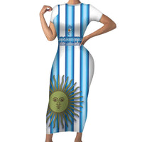 Argentina Football Custom Short Sleeve Bodycon Dress Vamos La Albiceleste 2026 Version - Wonder Print Shop