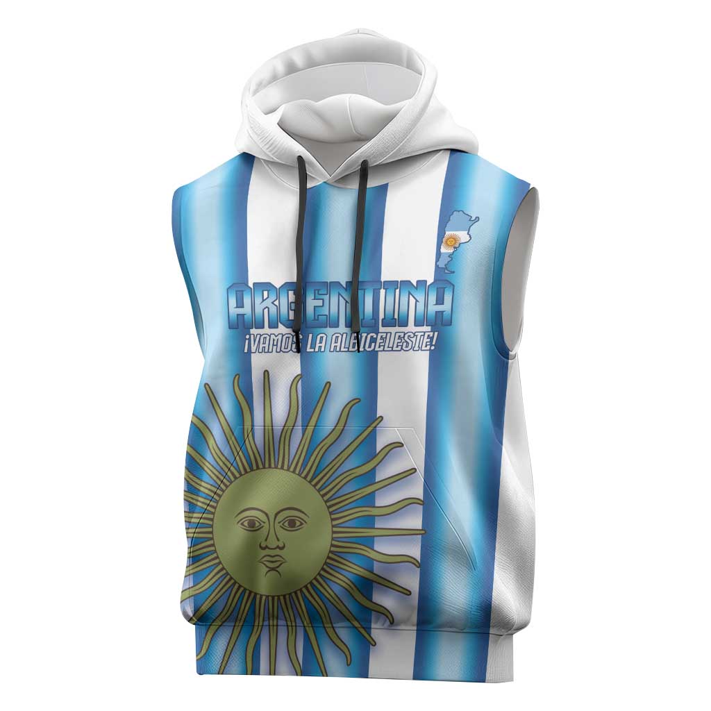 Argentina Football Custom Sleeveless Hoodie Vamos La Albiceleste 2026 Version - Wonder Print Shop