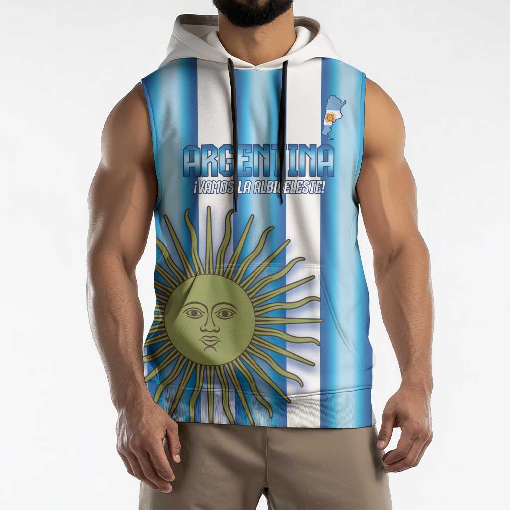 Argentina Football Custom Sleeveless Hoodie Vamos La Albiceleste 2026 Version - Wonder Print Shop