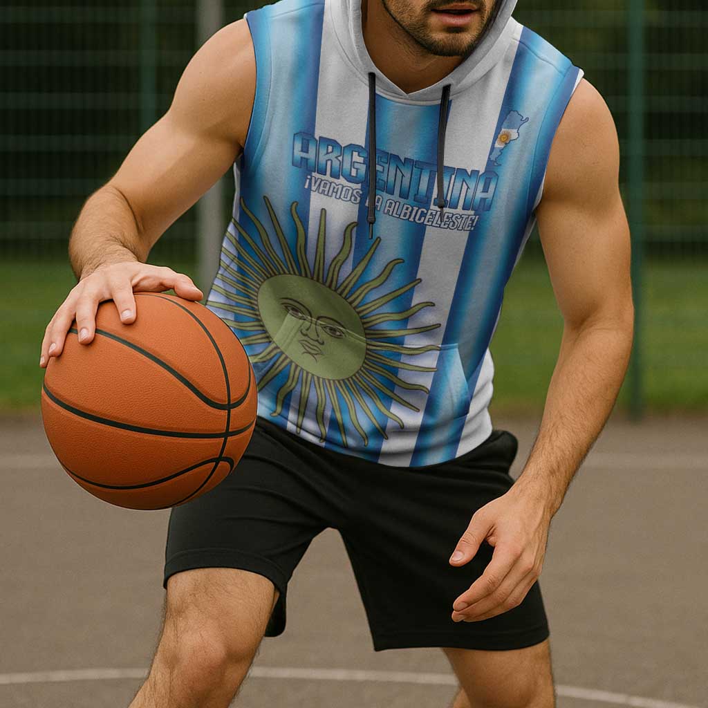Argentina Football Custom Sleeveless Hoodie Vamos La Albiceleste 2026 Version - Wonder Print Shop