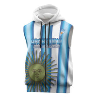 Argentina Football Custom Sleeveless Zip Hoodie Vamos La Albiceleste 2026 Version - Wonder Print Shop