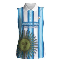 Argentina Football Custom Women Sleeveless Polo Shirt Vamos La Albiceleste 2026 Version - Wonder Print Shop