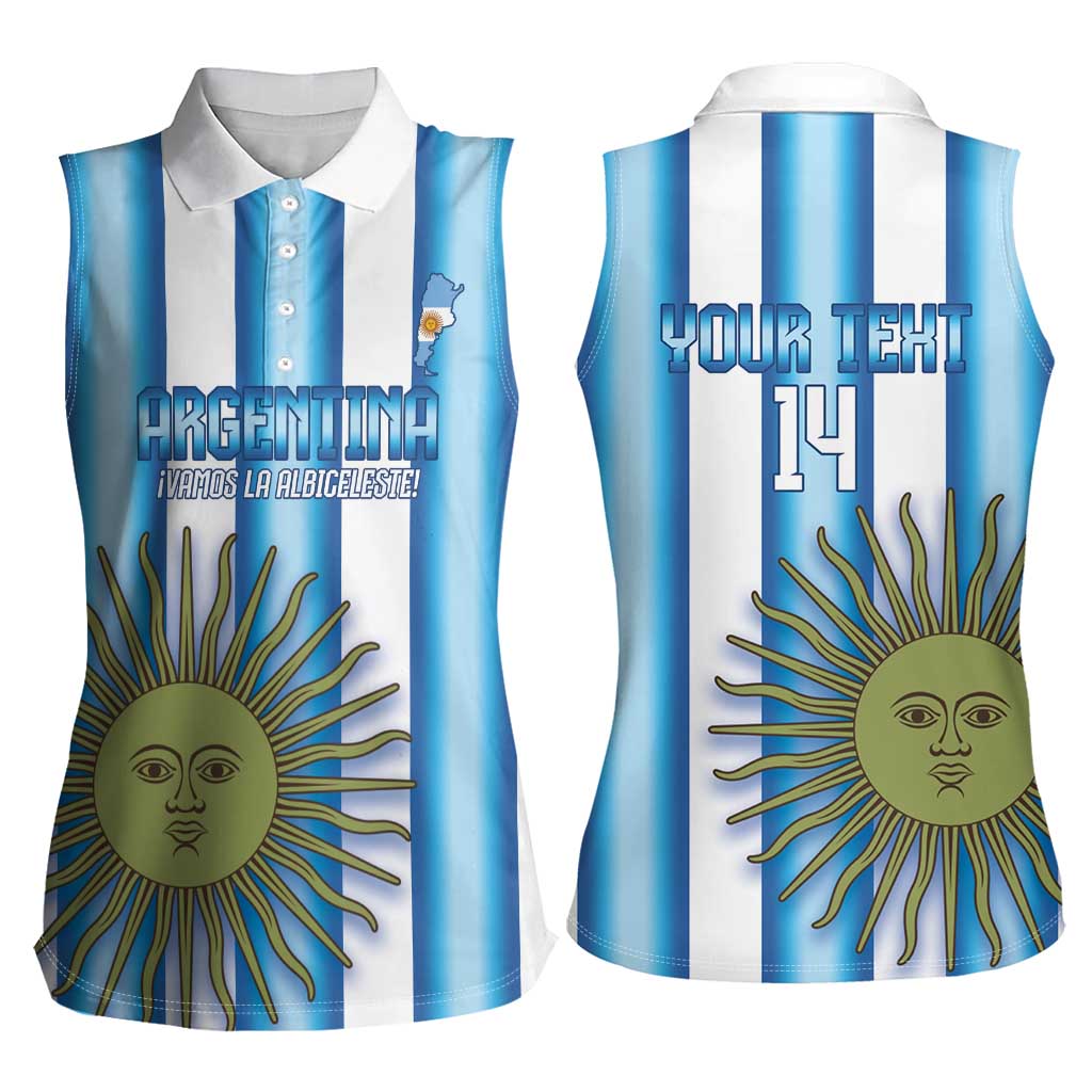 Argentina Football Custom Women Sleeveless Polo Shirt Vamos La Albiceleste 2026 Version - Wonder Print Shop