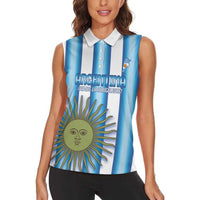 Argentina Football Custom Women Sleeveless Polo Shirt Vamos La Albiceleste 2026 Version - Wonder Print Shop