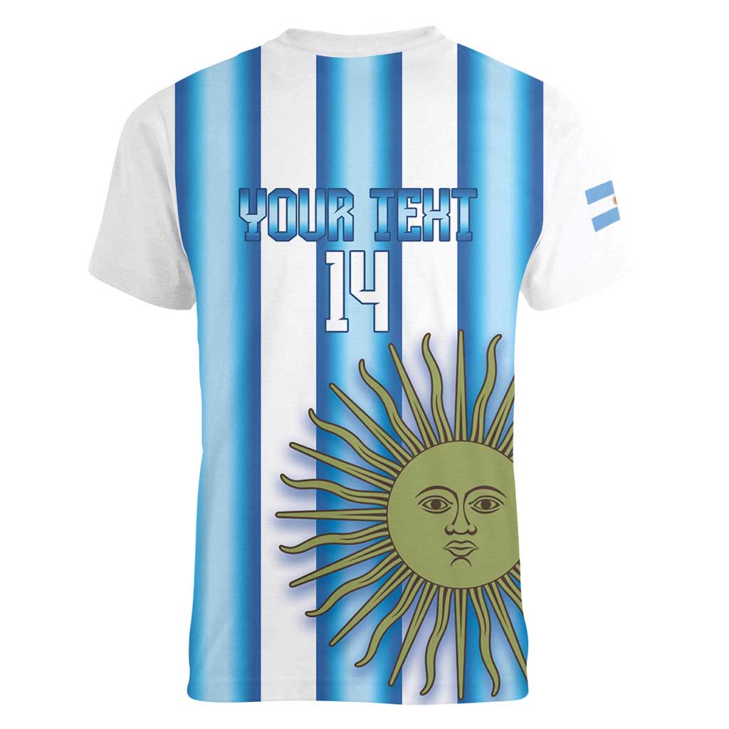 Argentina Football Custom Women V-Neck T-Shirt Vamos La Albiceleste 2026 Version - Wonder Print Shop