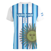 Argentina Football Custom Women V-Neck T-Shirt Vamos La Albiceleste 2026 Version - Wonder Print Shop