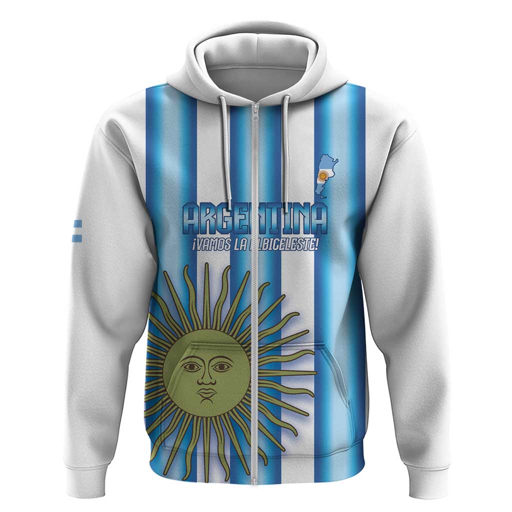 Argentina Football Custom Zip Hoodie Vamos La Albiceleste 2026 Version - Wonder Print Shop
