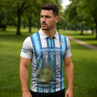 Argentina Football Custom Zipper Polo Shirt Vamos La Albiceleste 2026 Version - Wonder Print Shop