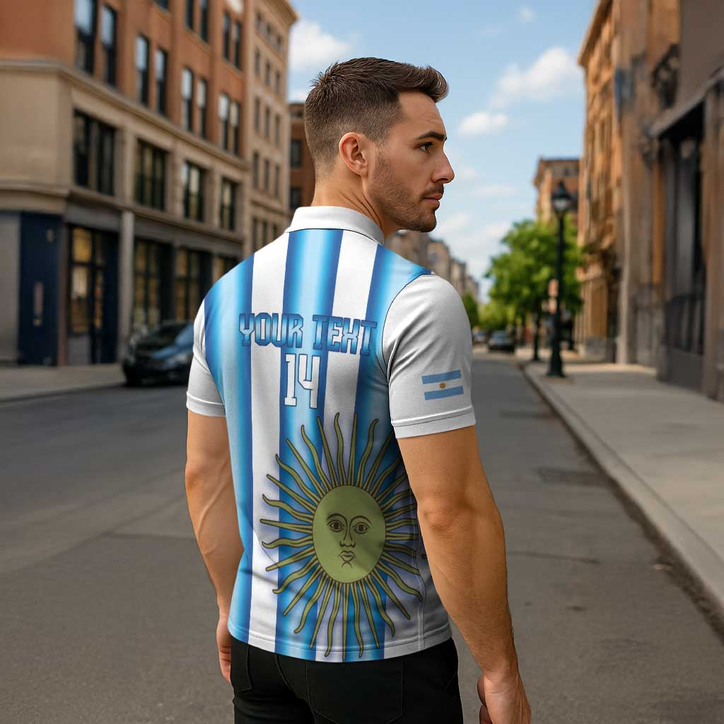 Argentina Football Custom Zipper Polo Shirt Vamos La Albiceleste 2026 Version - Wonder Print Shop