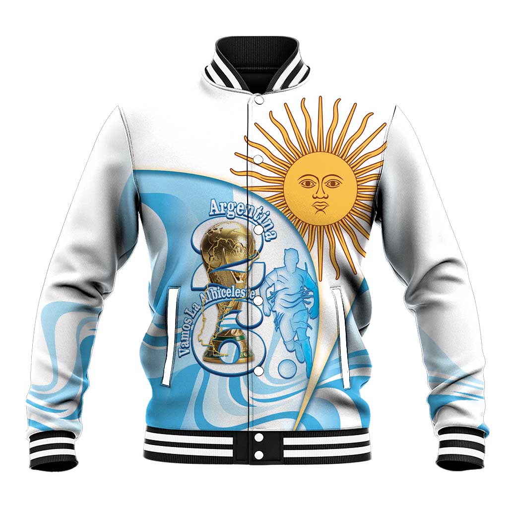 Argentina Football Personalized Baseball Jacket 2026 Trophy Vamos La Albiceleste - Wonder Print Shop