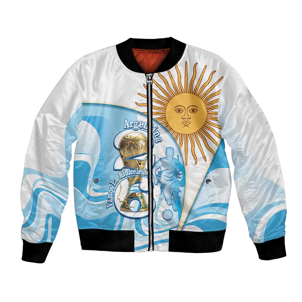 Argentina Football Personalized Bomber Jacket 2026 Trophy Vamos La Albiceleste - Wonder Print Shop