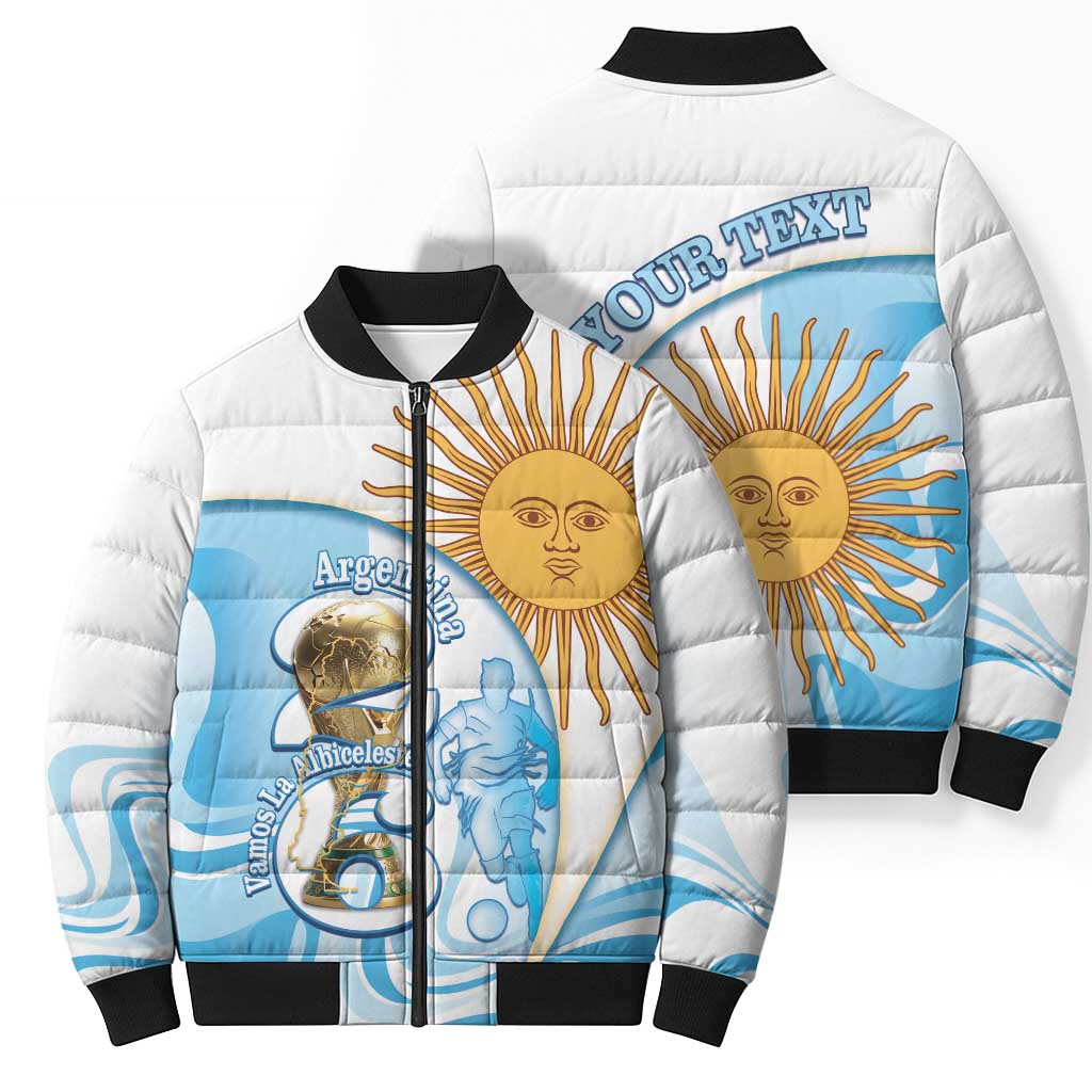 Argentina Football Personalized Bomber Puffer Jacket 2026 Trophy Vamos La Albiceleste - Wonder Print Shop