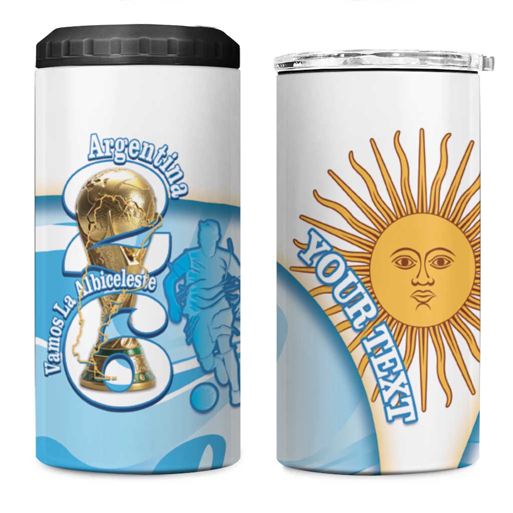 Argentina Football Personalized 4 in 1 Can Cooler Tumbler 2026 Trophy Vamos La Albiceleste - Wonder Print Shop