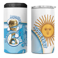 Argentina Football Personalized 4 in 1 Can Cooler Tumbler 2026 Trophy Vamos La Albiceleste - Wonder Print Shop