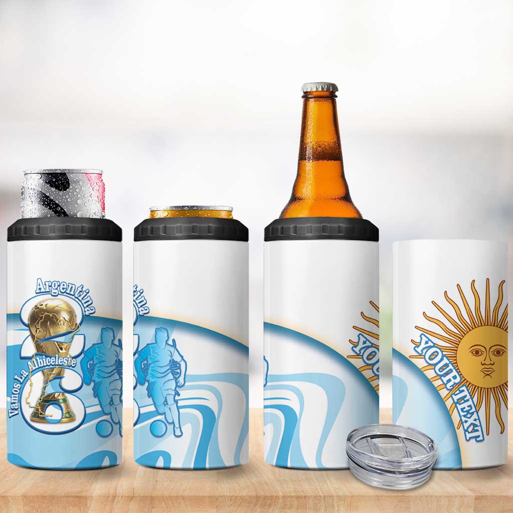 Argentina Football Personalized 4 in 1 Can Cooler Tumbler 2026 Trophy Vamos La Albiceleste - Wonder Print Shop