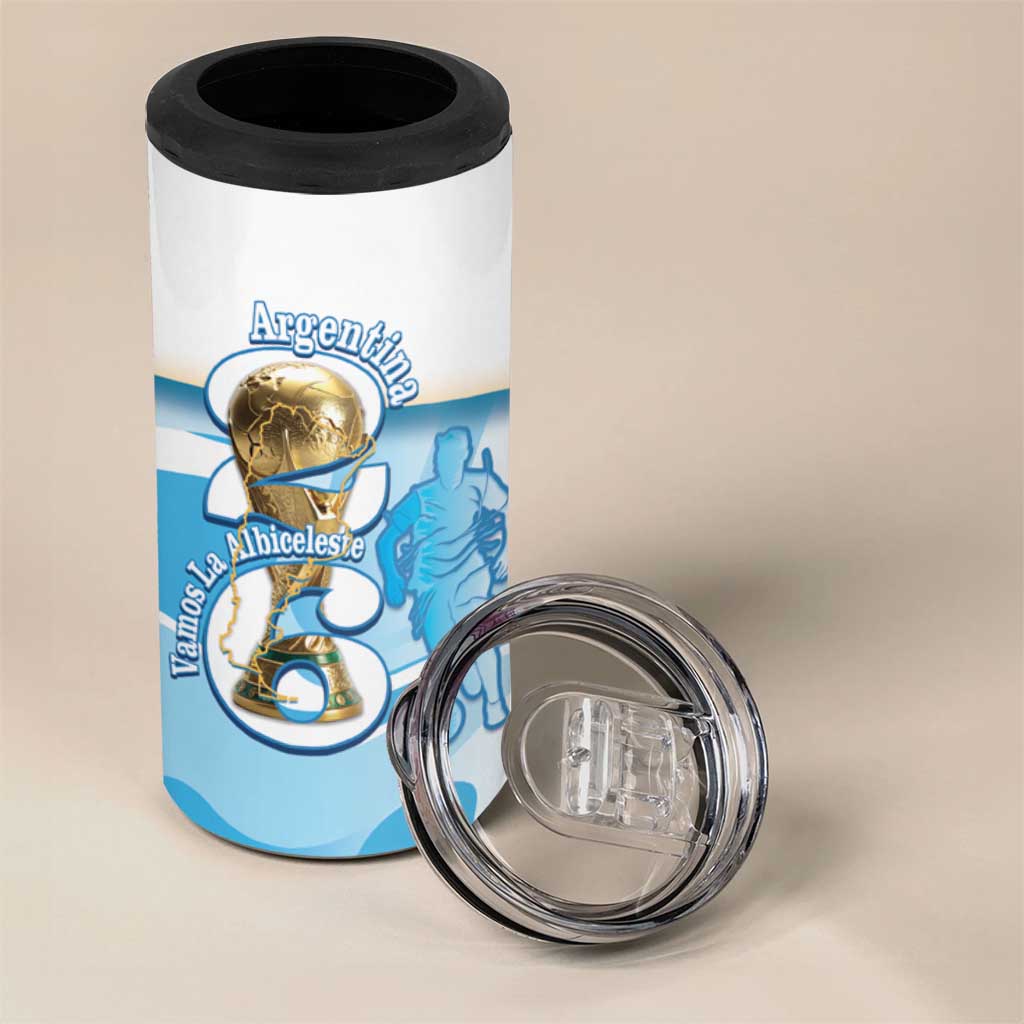 Argentina Football Personalized 4 in 1 Can Cooler Tumbler 2026 Trophy Vamos La Albiceleste - Wonder Print Shop