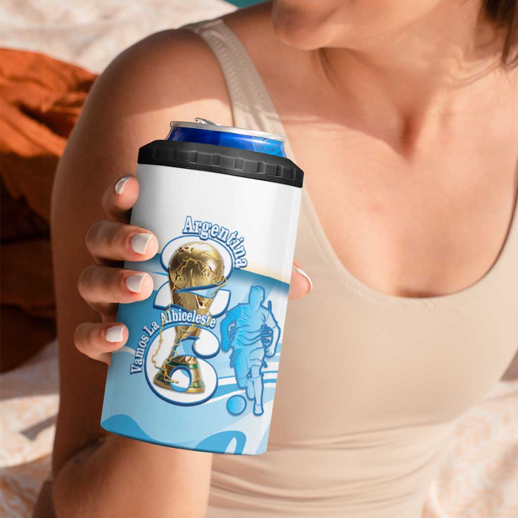 Argentina Football Personalized 4 in 1 Can Cooler Tumbler 2026 Trophy Vamos La Albiceleste - Wonder Print Shop