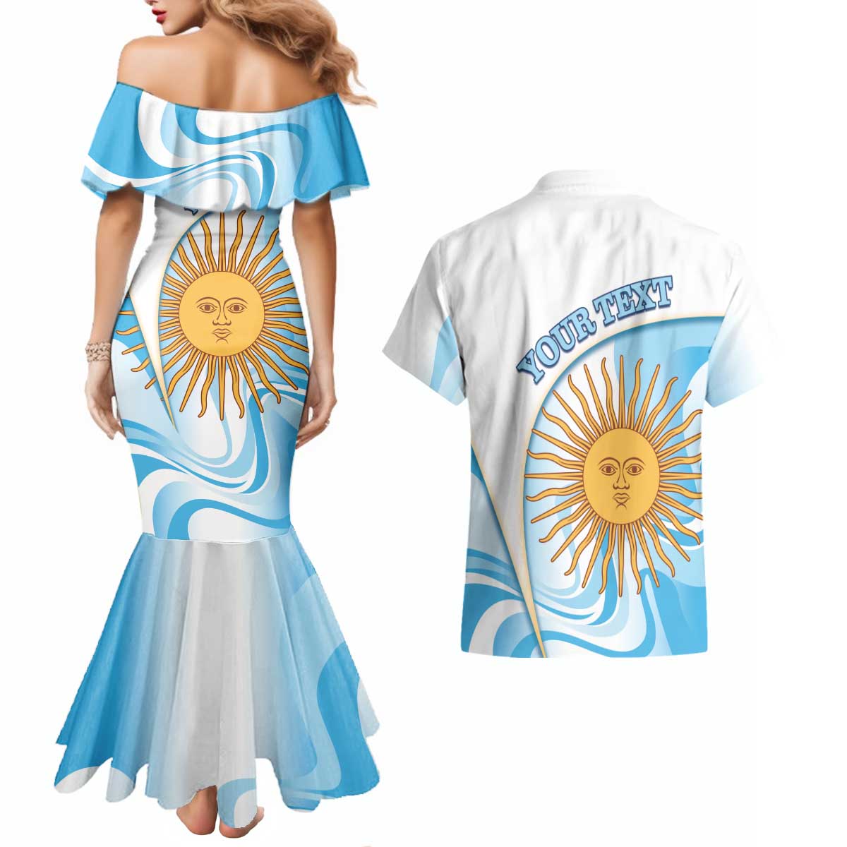 Argentina Football Personalized Couples Matching Mermaid Dress and Hawaiian Shirt 2026 Trophy Vamos La Albiceleste - Wonder Print Shop