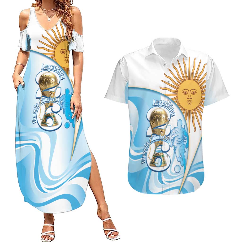 Argentina Football Personalized Couples Matching Summer Maxi Dress and Hawaiian Shirt 2026 Trophy Vamos La Albiceleste - Wonder Print Shop