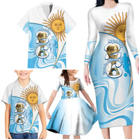 Argentina Football Personalized Family Matching Long Sleeve Bodycon Dress and Hawaiian Shirt 2026 Trophy Vamos La Albiceleste - Wonder Print Shop