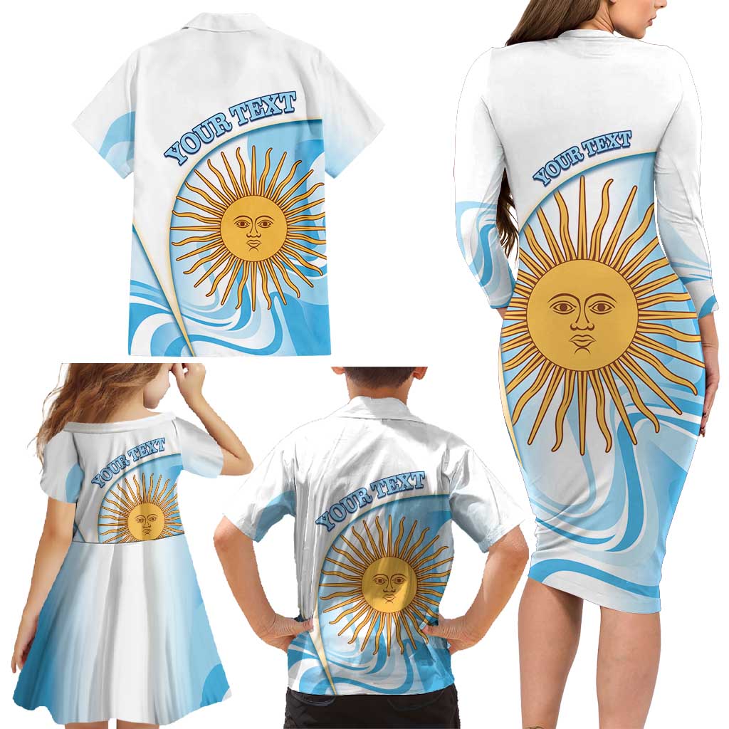 Argentina Football Personalized Family Matching Long Sleeve Bodycon Dress and Hawaiian Shirt 2026 Trophy Vamos La Albiceleste - Wonder Print Shop