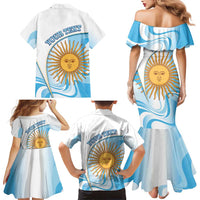 Argentina Football Personalized Family Matching Mermaid Dress and Hawaiian Shirt 2026 Trophy Vamos La Albiceleste - Wonder Print Shop