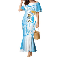 Argentina Football Personalized Family Matching Mermaid Dress and Hawaiian Shirt 2026 Trophy Vamos La Albiceleste - Wonder Print Shop