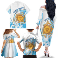 Argentina Football Personalized Family Matching Off The Shoulder Long Sleeve Dress and Hawaiian Shirt 2026 Trophy Vamos La Albiceleste - Wonder Print Shop