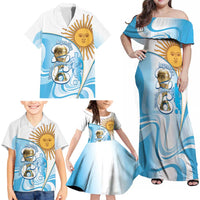 Argentina Football Personalized Family Matching Off Shoulder Maxi Dress and Hawaiian Shirt 2026 Trophy Vamos La Albiceleste - Wonder Print Shop