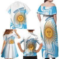 Argentina Football Personalized Family Matching Off Shoulder Maxi Dress and Hawaiian Shirt 2026 Trophy Vamos La Albiceleste - Wonder Print Shop