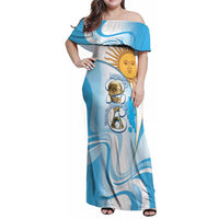 Argentina Football Personalized Family Matching Off Shoulder Maxi Dress and Hawaiian Shirt 2026 Trophy Vamos La Albiceleste - Wonder Print Shop