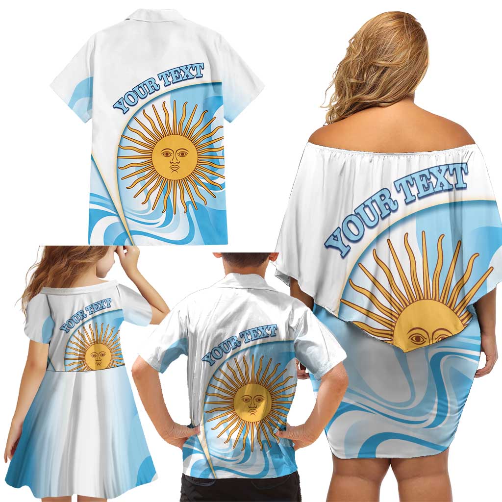 Argentina Football Personalized Family Matching Off Shoulder Short Dress and Hawaiian Shirt 2026 Trophy Vamos La Albiceleste - Wonder Print Shop