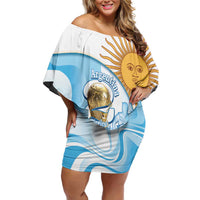 Argentina Football Personalized Family Matching Off Shoulder Short Dress and Hawaiian Shirt 2026 Trophy Vamos La Albiceleste - Wonder Print Shop