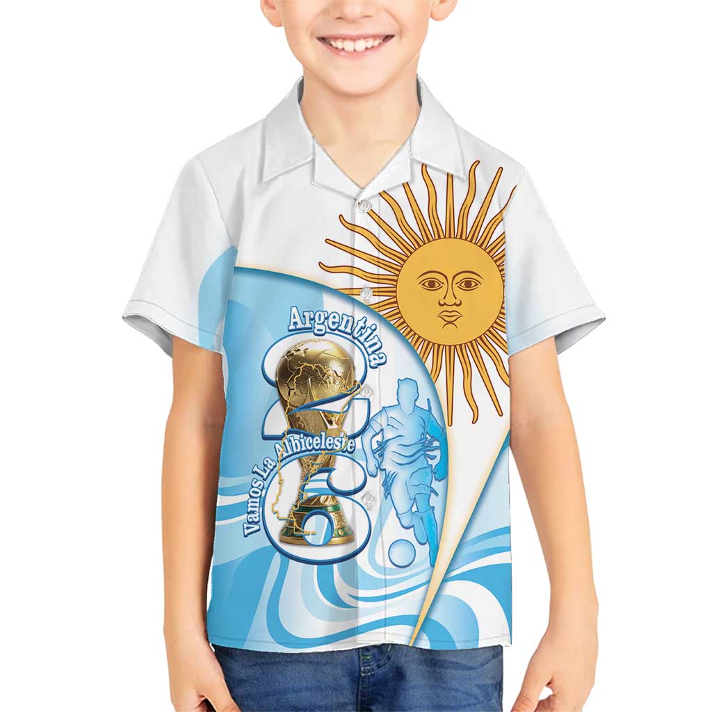 Argentina Football Personalized Family Matching Off Shoulder Short Dress and Hawaiian Shirt 2026 Trophy Vamos La Albiceleste - Wonder Print Shop