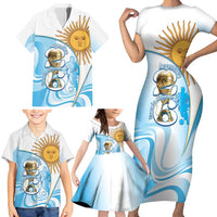 Argentina Football Personalized Family Matching Short Sleeve Bodycon Dress and Hawaiian Shirt 2026 Trophy Vamos La Albiceleste - Wonder Print Shop