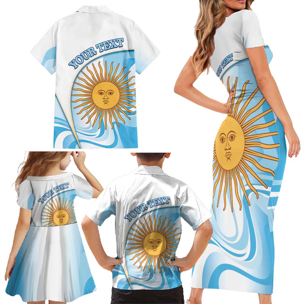 Argentina Football Personalized Family Matching Short Sleeve Bodycon Dress and Hawaiian Shirt 2026 Trophy Vamos La Albiceleste - Wonder Print Shop