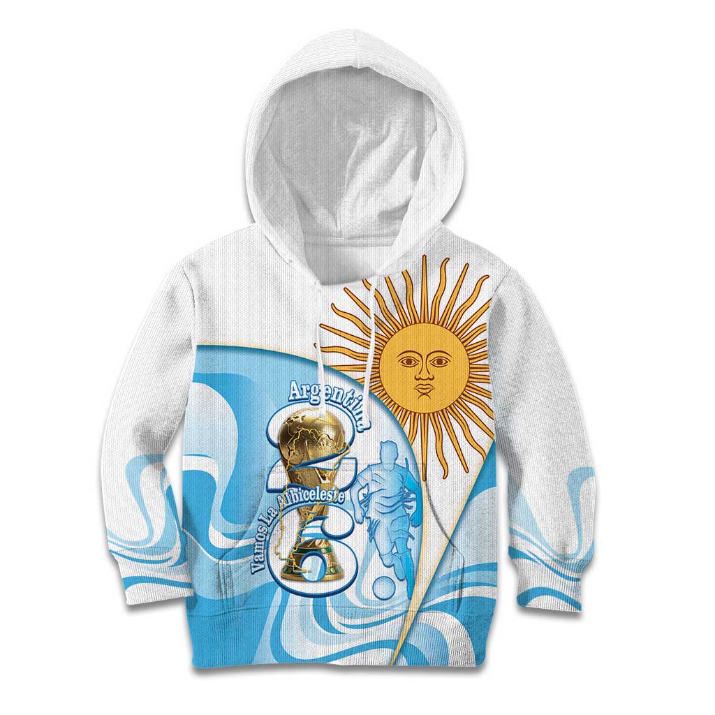 Argentina Football Personalized Kid Hoodie 2026 Trophy Vamos La Albiceleste - Wonder Print Shop