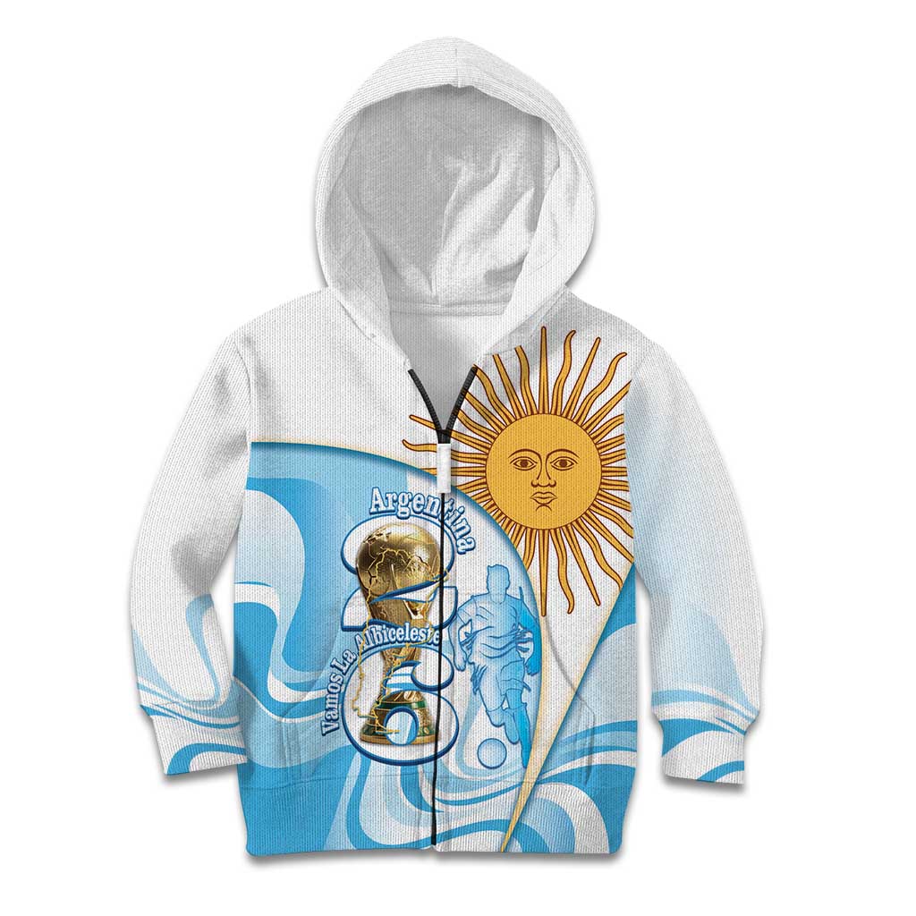 Argentina Football Personalized Kid Hoodie 2026 Trophy Vamos La Albiceleste - Wonder Print Shop