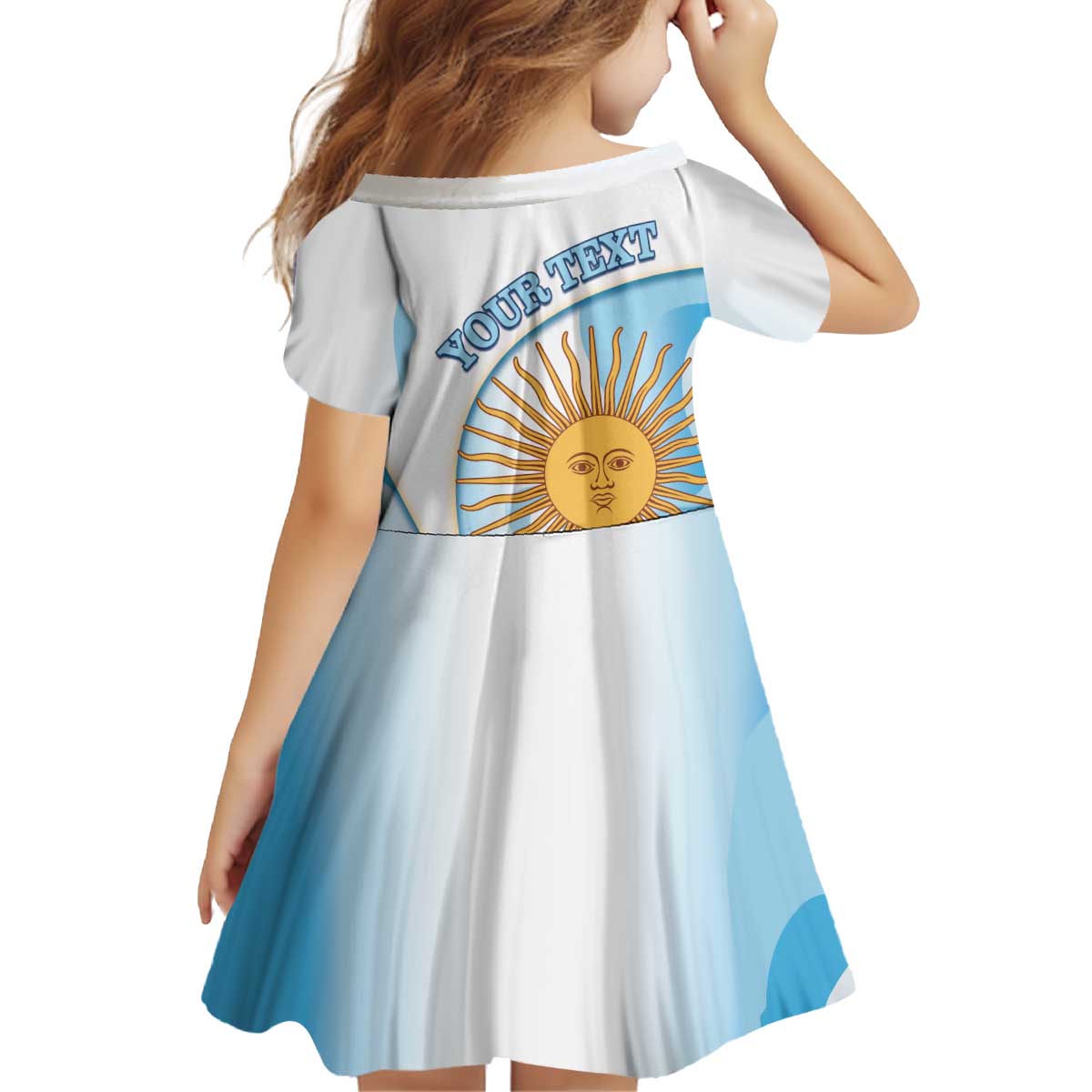 Argentina Football Personalized Kid Short Sleeve Dress 2026 Trophy Vamos La Albiceleste - Wonder Print Shop