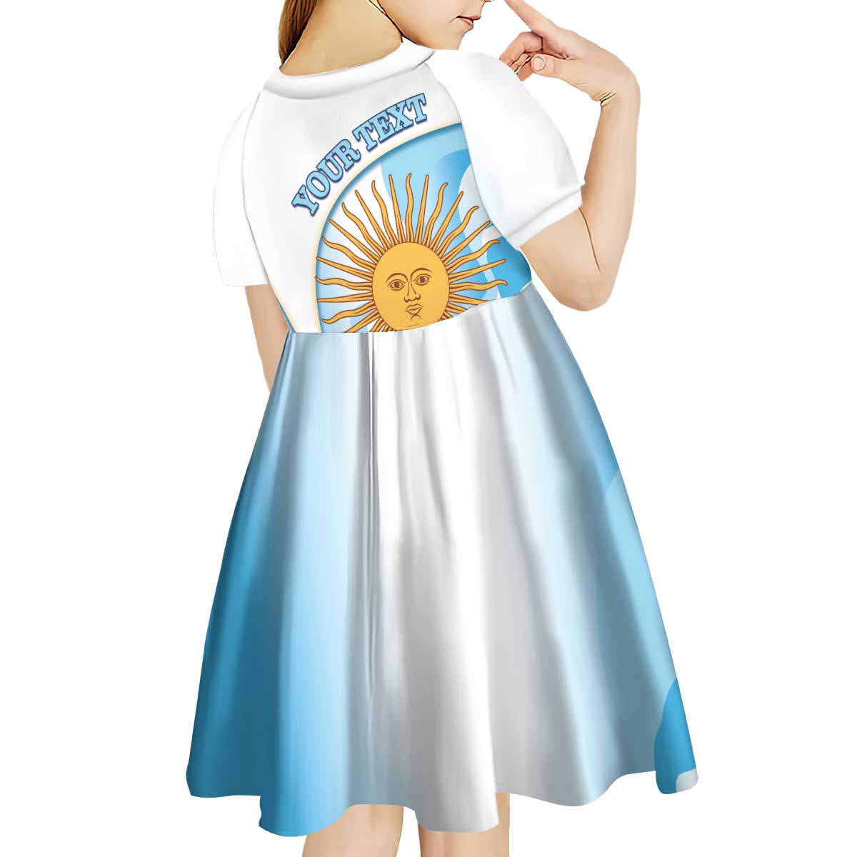 Argentina Football Personalized Kid Short Sleeve Dress 2026 Trophy Vamos La Albiceleste - Wonder Print Shop