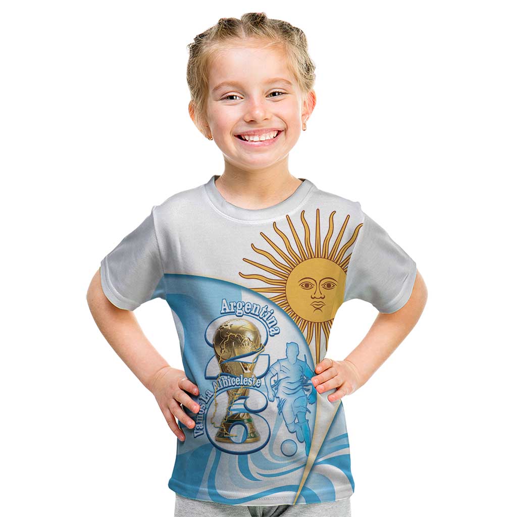 Argentina Football Personalized Kid T Shirt 2026 Trophy Vamos La Albiceleste - Wonder Print Shop