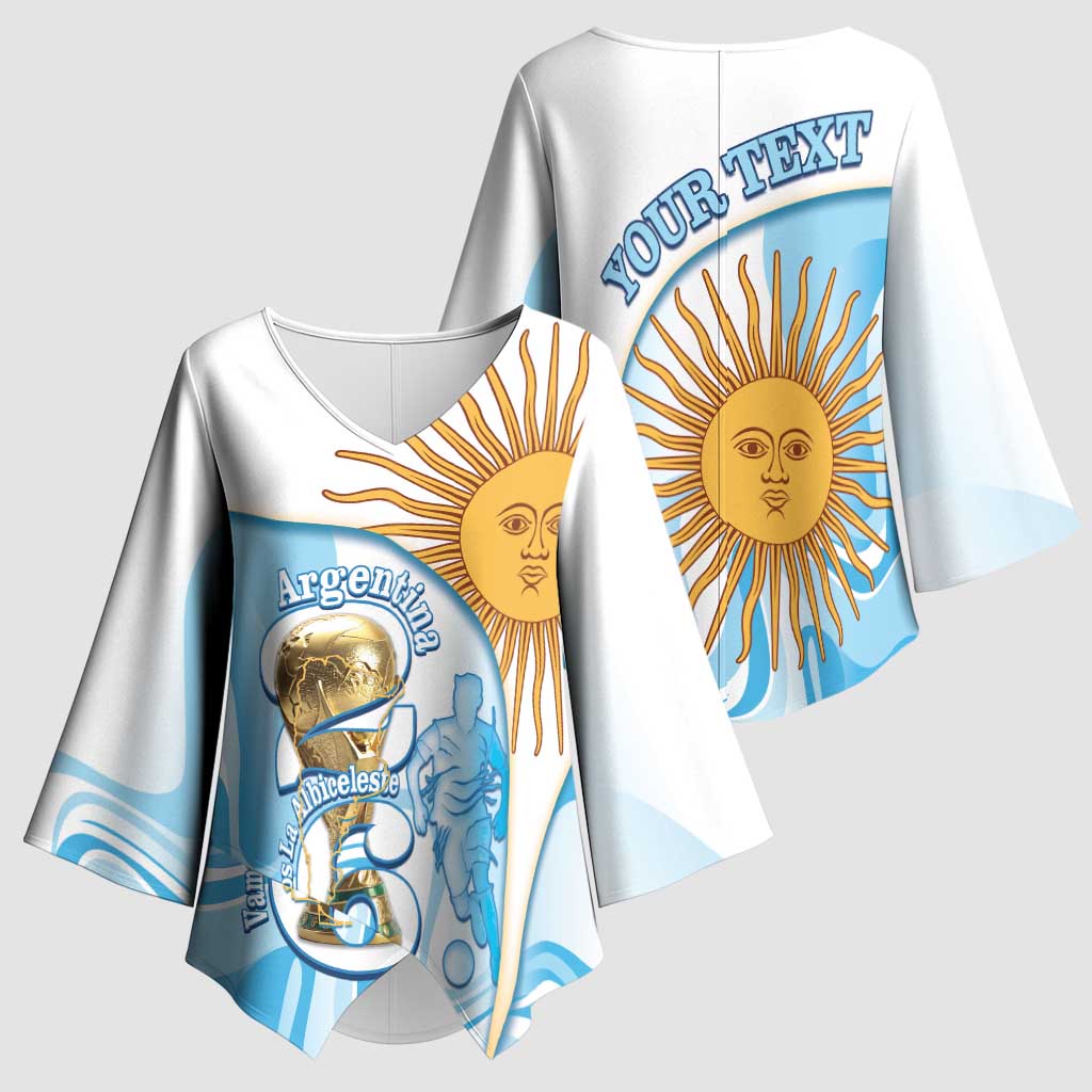 Argentina Football Personalized Kimono Sleeve Blouse 2026 Trophy Vamos La Albiceleste - Wonder Print Shop